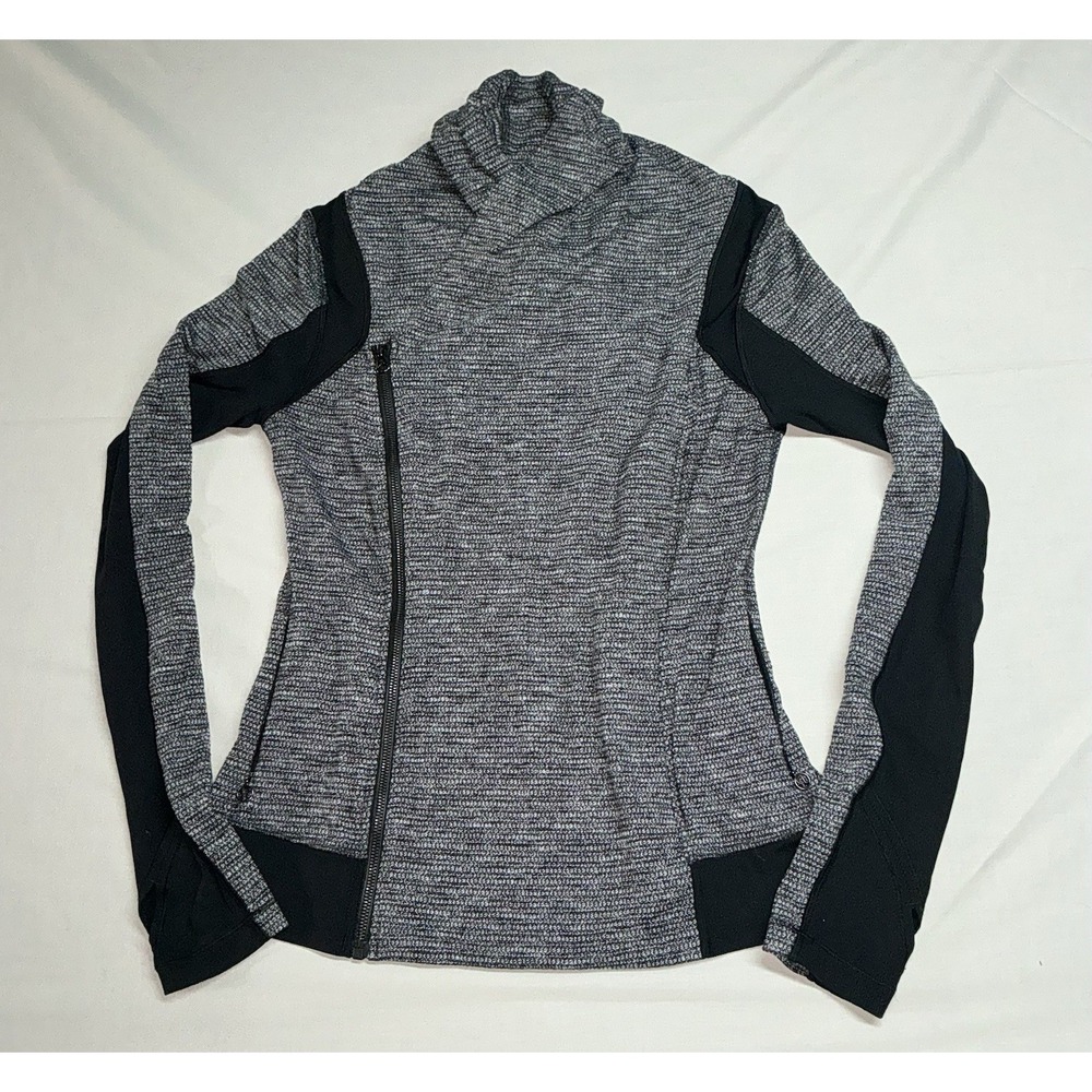 Lululemon Jacket Womens 10 Gray Black Full Zip Asymmetrical